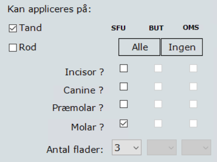 platfyldning molar 3 flader