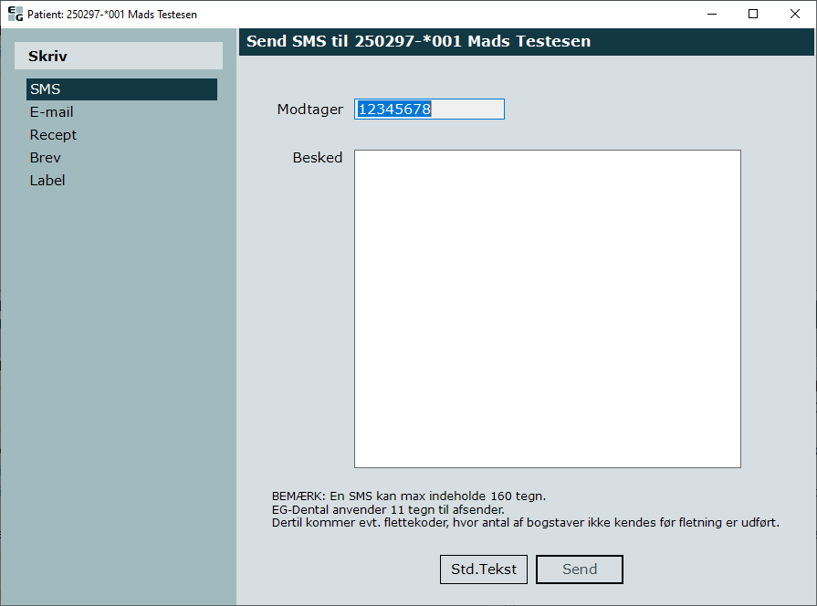 Skriv til patient