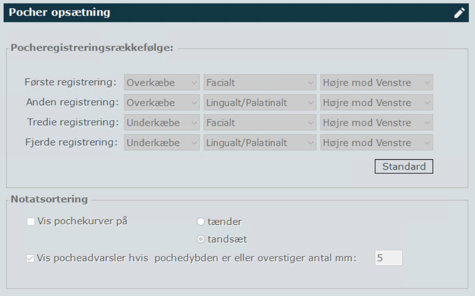 Pocher opsætning