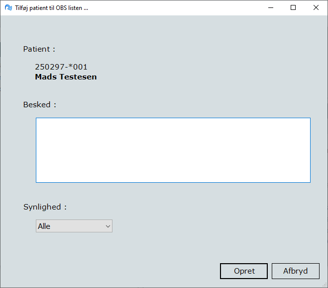 tilføj patient til obs liste